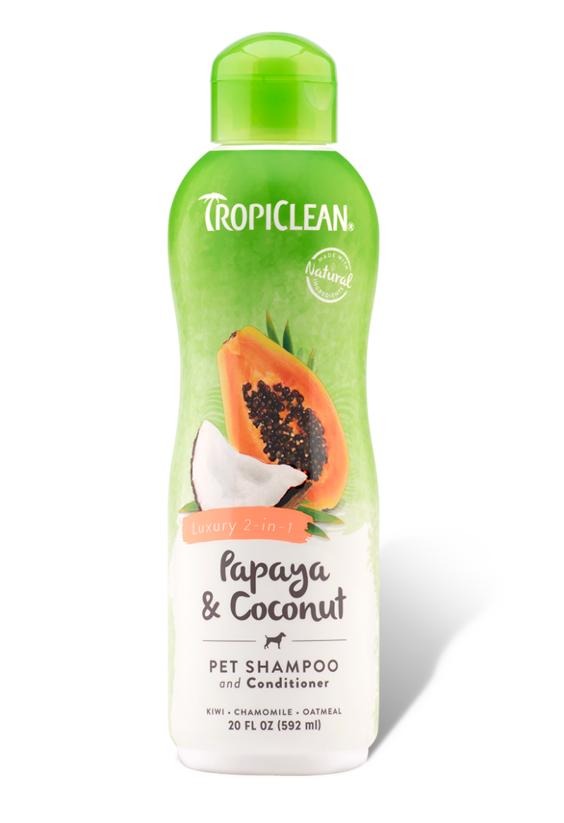 Tropiclean Papaya & Coconut Luxuary 2-in-1 Pet Shampoo 355ml 