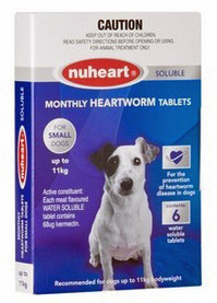 Nuheart Heartworm Tablets For Dogs Up To 11kg 6 Pack