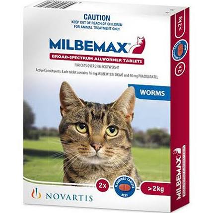 Milbemax Tablets for Cats Large 2-8kg 2 Pack