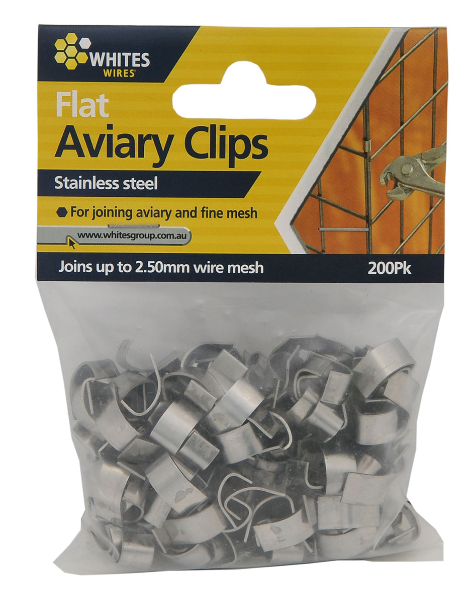 Whites Wires Flat Aviary Clips 200 Pack