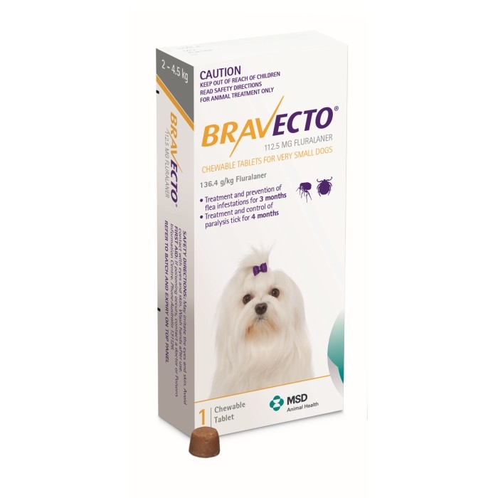 Bravecto Dogs Very Small 2-4.5kg 1 Chew