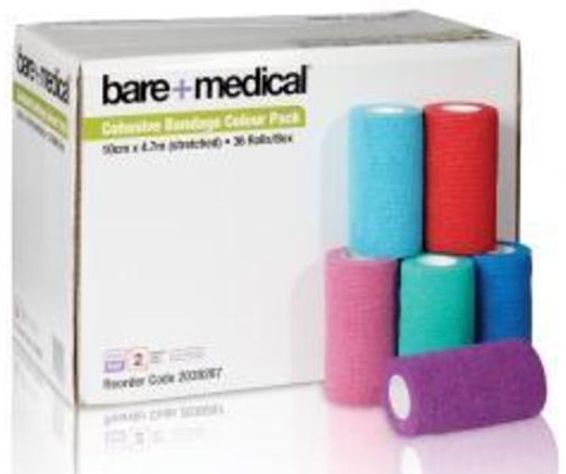 Bare+Medical Cohesive Bandages 10cm x 4.7m (Stretched) Each