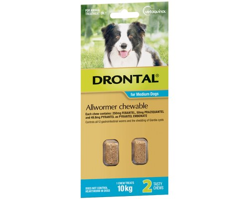 Drontal Allwormer Dogs 10kg x 2 Chews