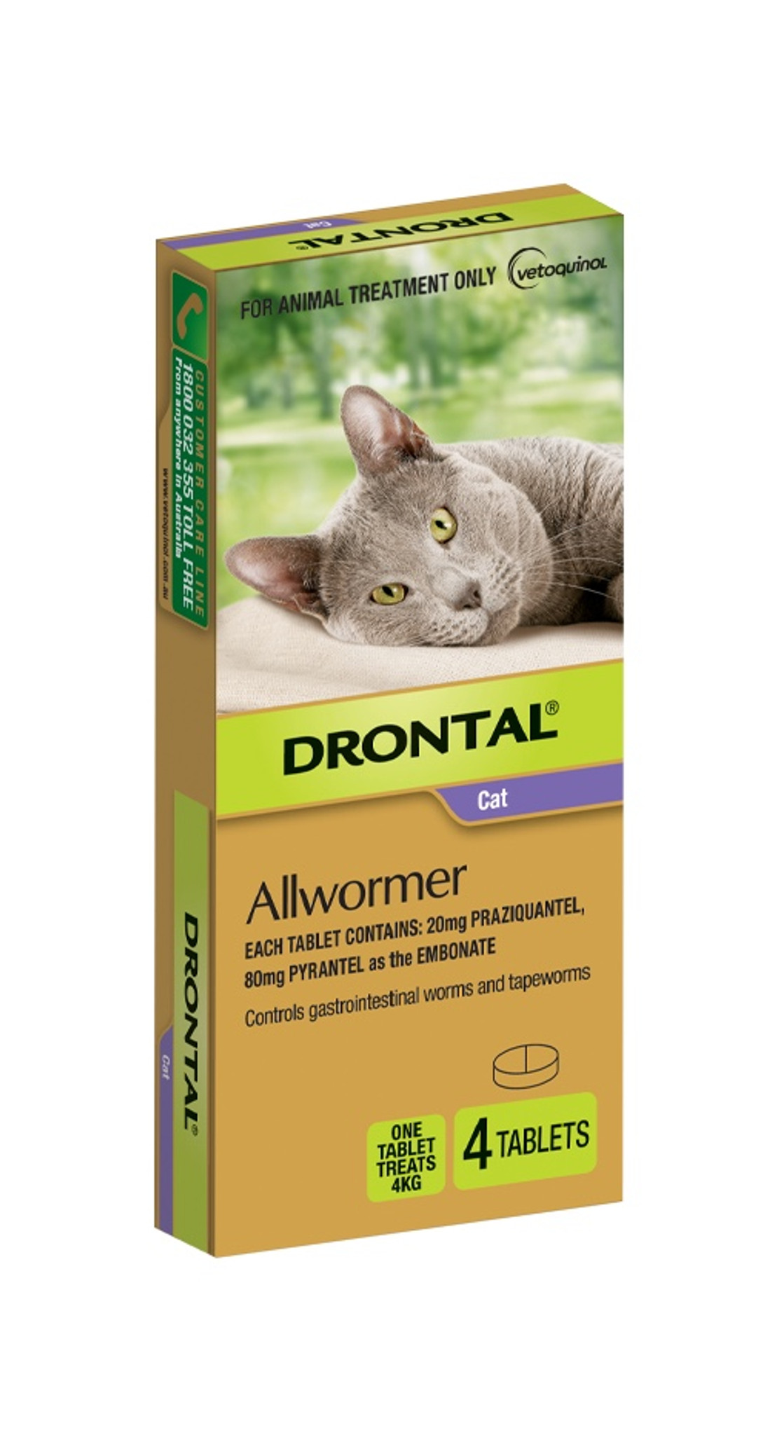 Drontal Allwormer Cat 4kg x 2 Tablets