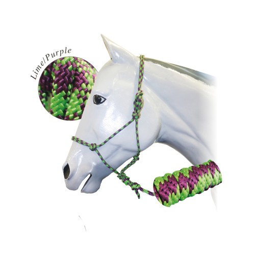 Fort Worth Rope Halter w/10' Lead Purple & Lime 