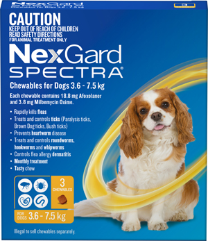 Nexgard Spectra Chewable for Dogs Small 3.6 - 7.5kg 3 Pack 