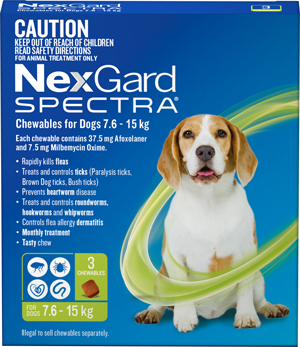 Nexgard Spectra Chewable for Dogs Medium 7.6 - 15kg 3 Pack