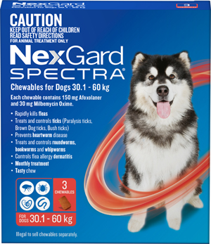 Nexgard Spectra Chewable for Dogs Extra Large 30.1 - 60kg 3 Pack