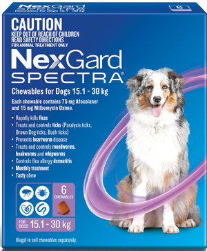 NexGard Spectra Chewable Dogs for Large 15.1-30kg 6 Pack