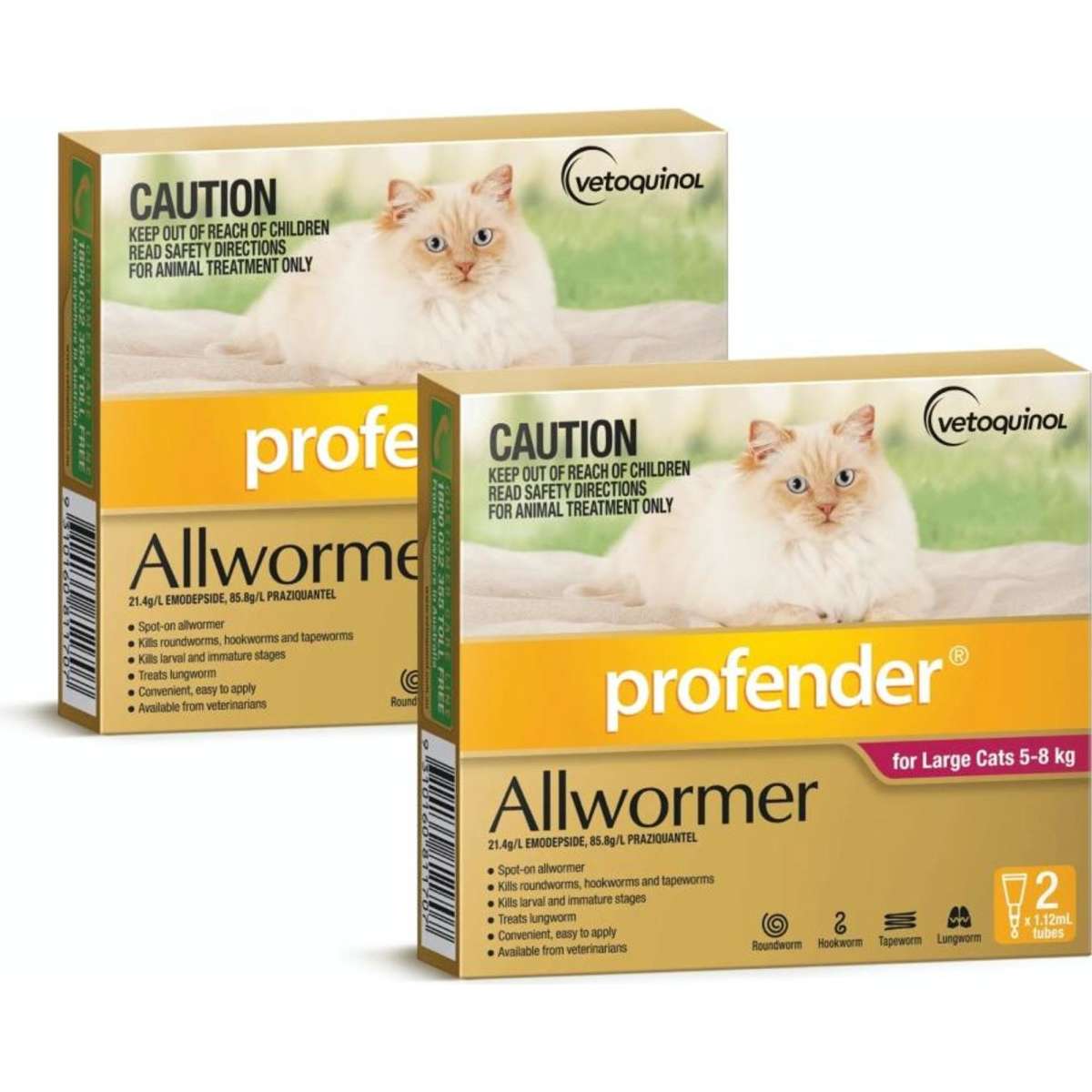 Profender Allwormer for Large Cats 5kg to 8kg 2 Pack