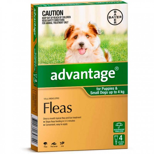 Advantage Puppies & Small Dogs up to 4kg 4 Pack