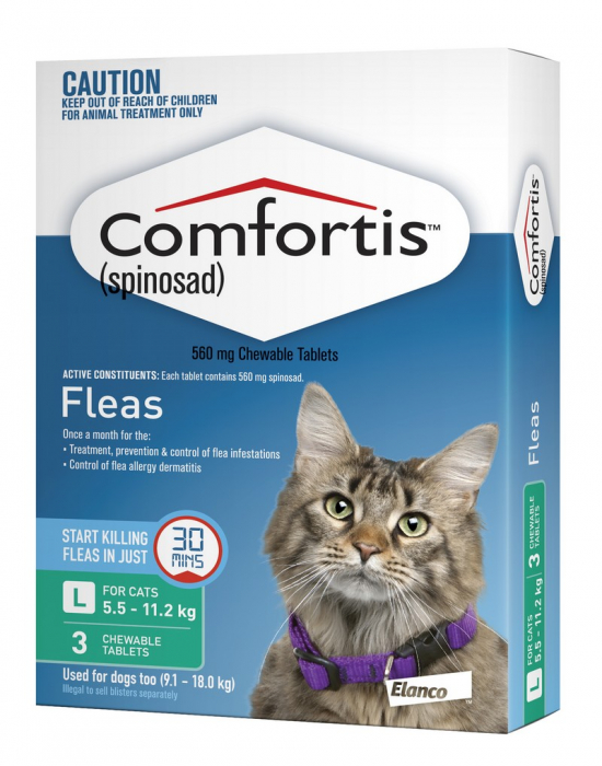 Comfortis For Cats 5.5-11.2kg Green 3 Tablets 
