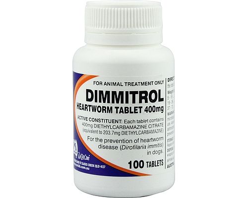 Dimmitrol Heartworm Tablet 400mg 100 Pack