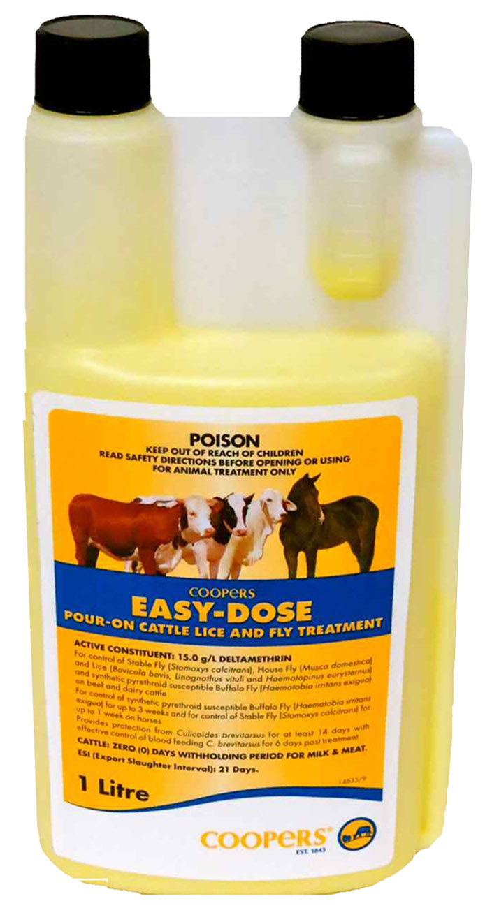 Coopers Easy Dose 1L Pour-on Cattle Lice & Fly Treatment