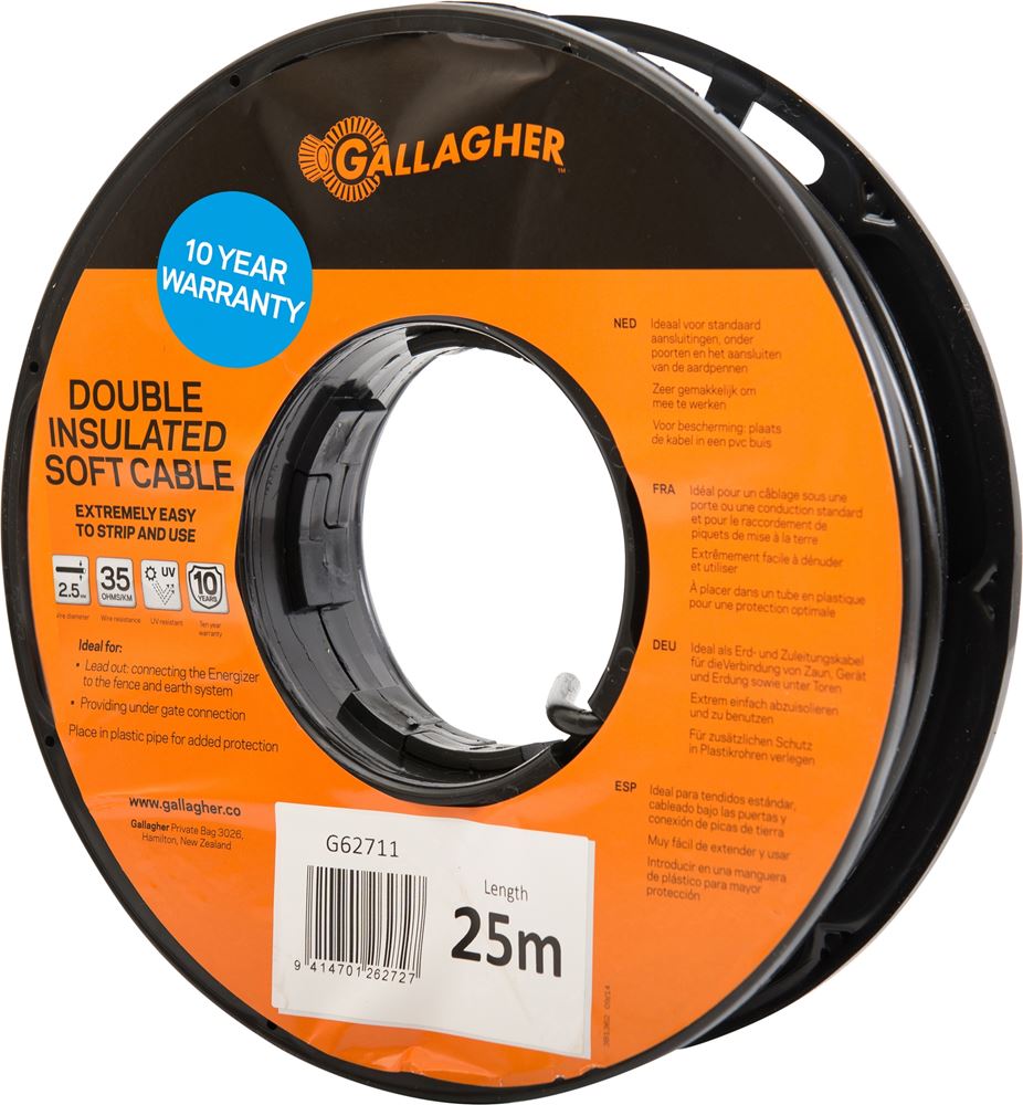 Gallagher 2.5mm x 25mt Double Insulated Soft Cable G62711 