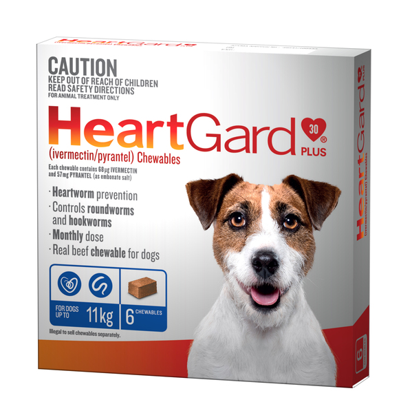 Heartgard 30 Plus Dogs up to 11kg 6 Pack