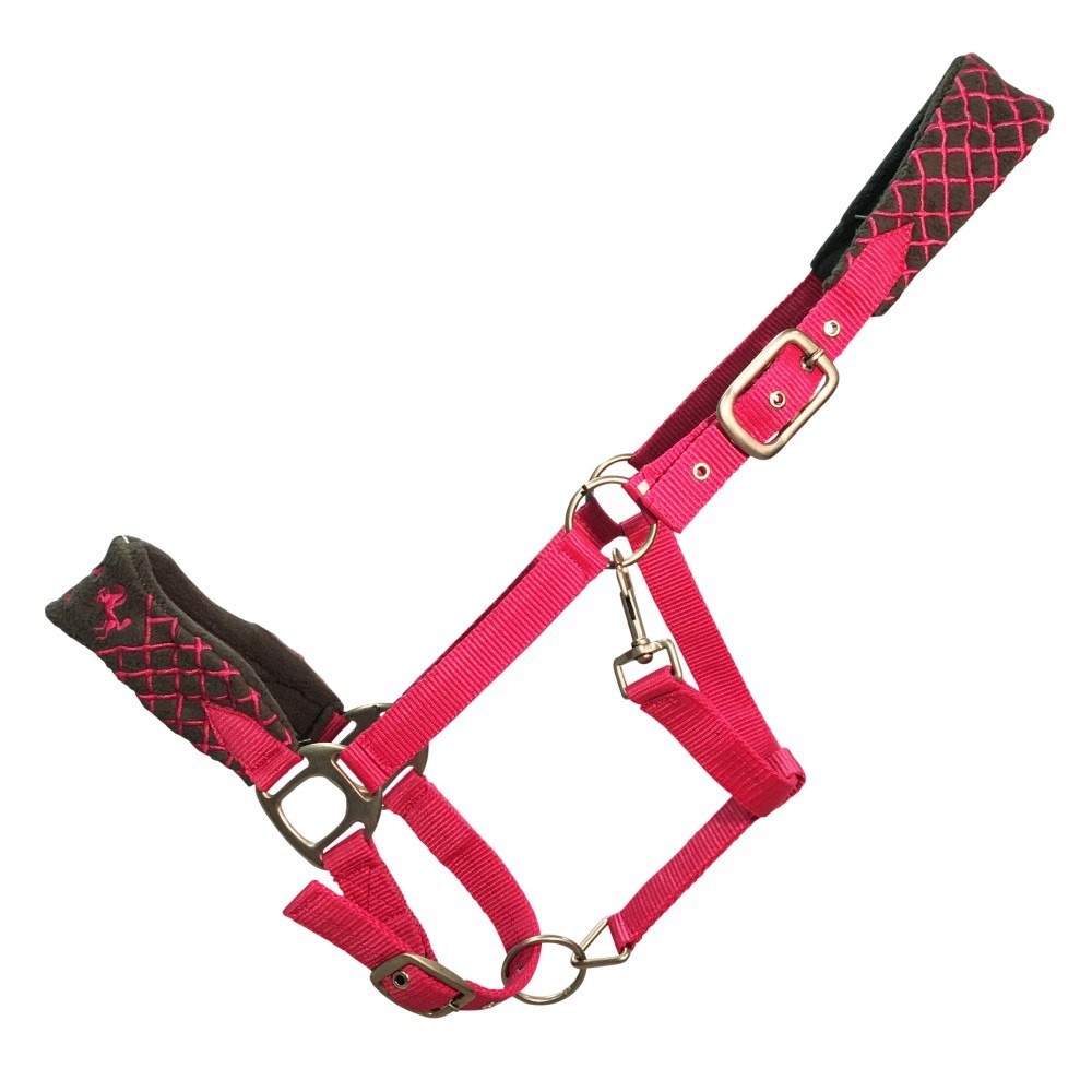 Rancher Swell Padded Halter Pink & Grey Cob